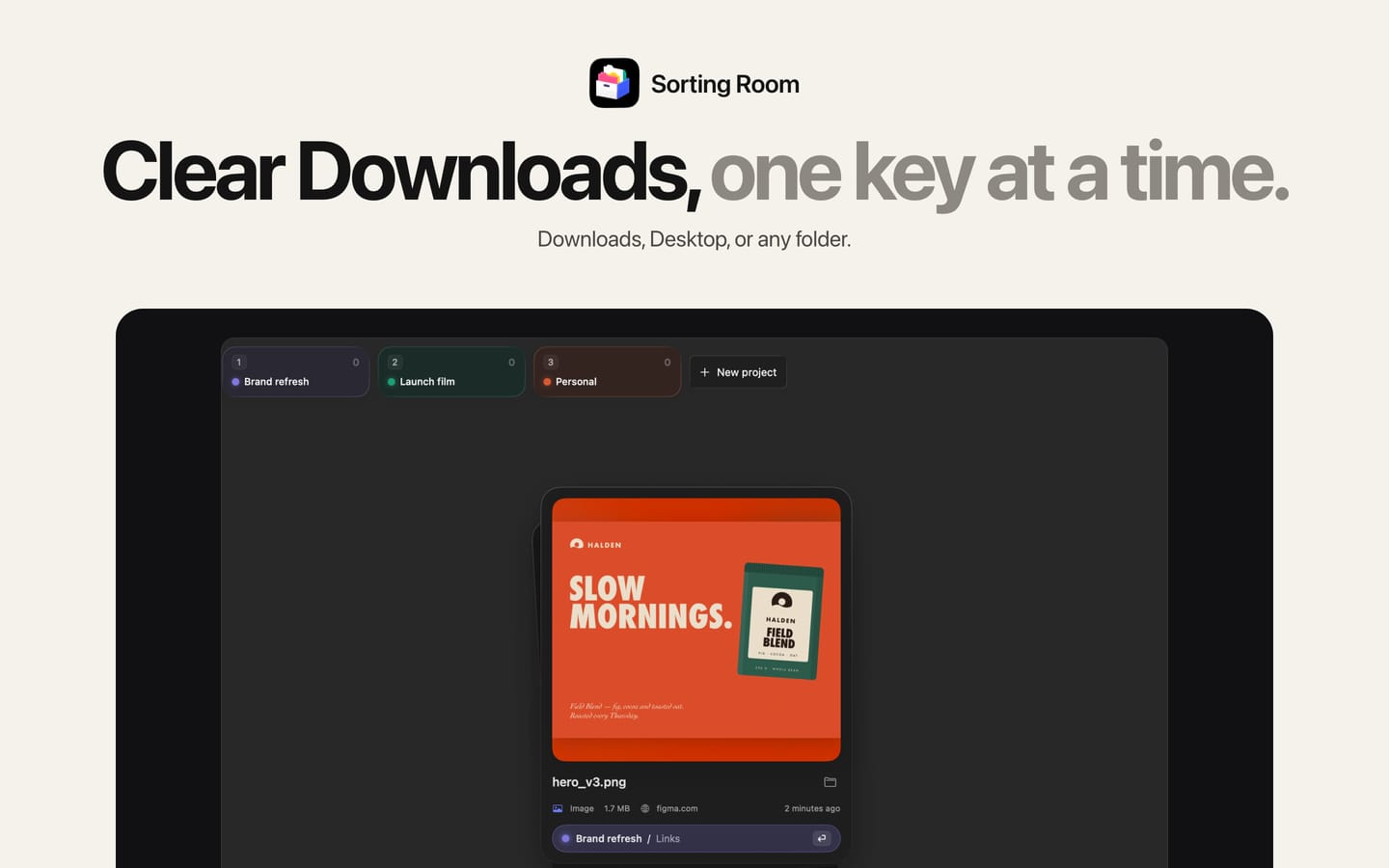 Screenshot 1: Clear Downloads, one key at a time.